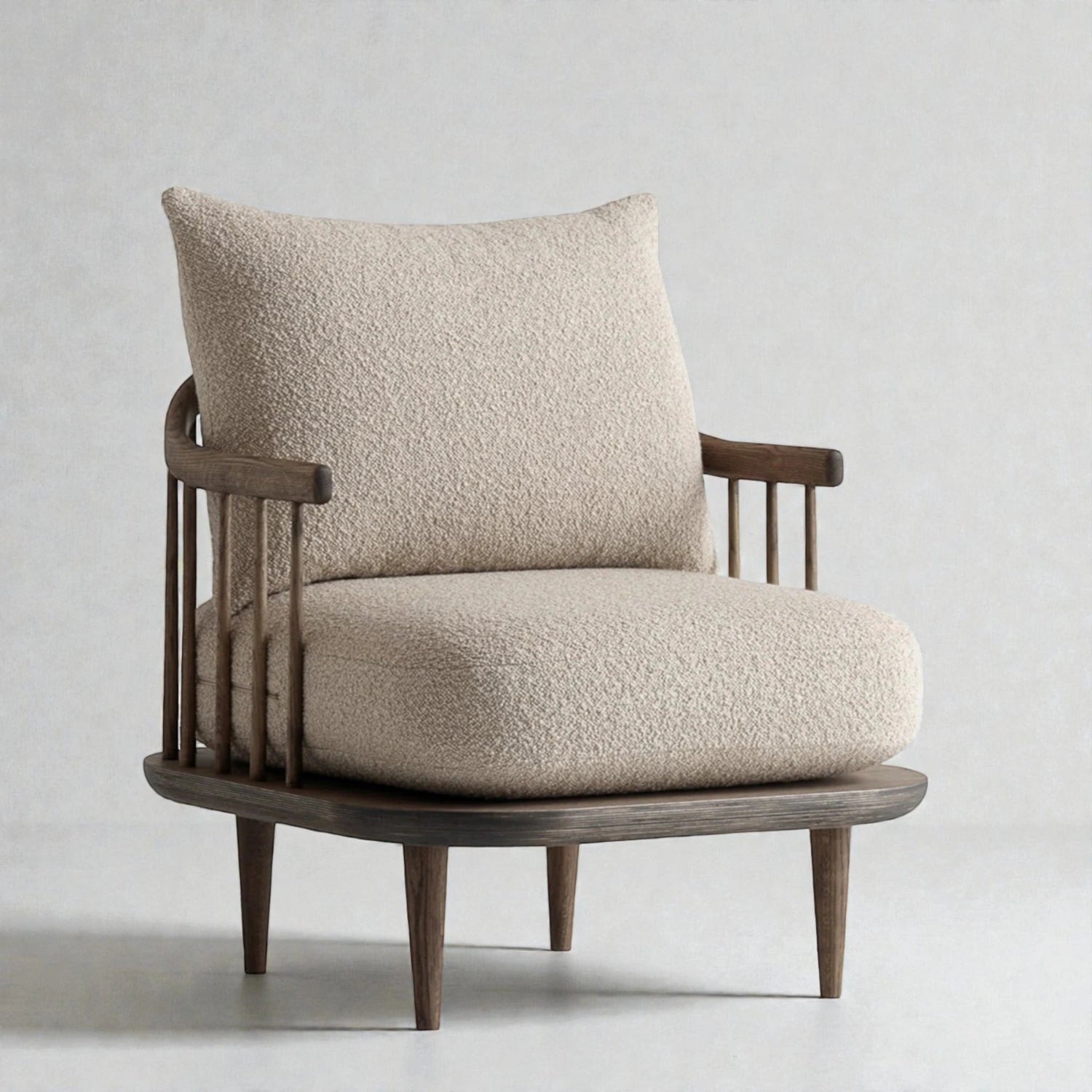 Karako Solid Teak Wood & Fabric Upholstery Armchair