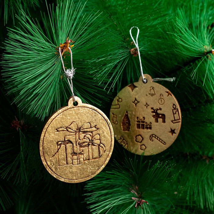 Round Baubles Ornament Set & Wooden Christmas Tree Decorations