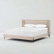 Dob Fabric Upholstery And Black Finished Metal Legs King Size Bed