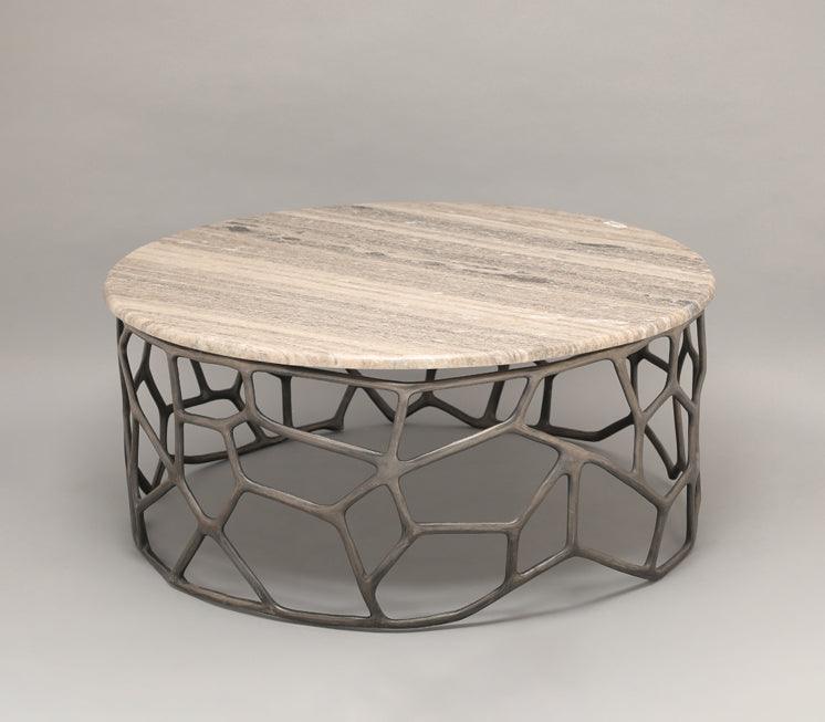 Sacred Geometry Noir Coffee Table | Marble Top Center Table for Living Room | Tea Table