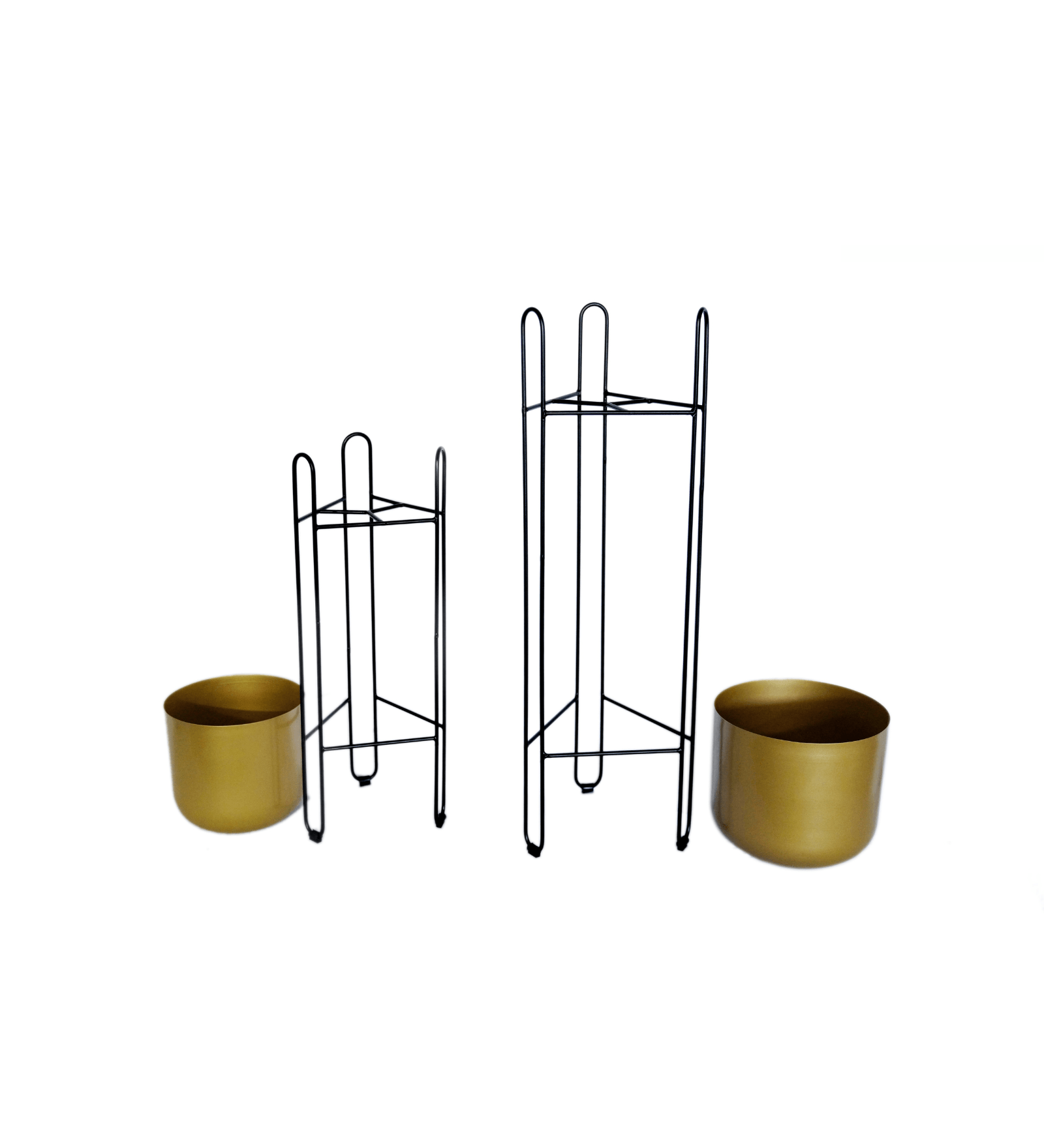 Gold Metal Floor Planters with Stands Planters for Living Room, Bedroom Pack of 2