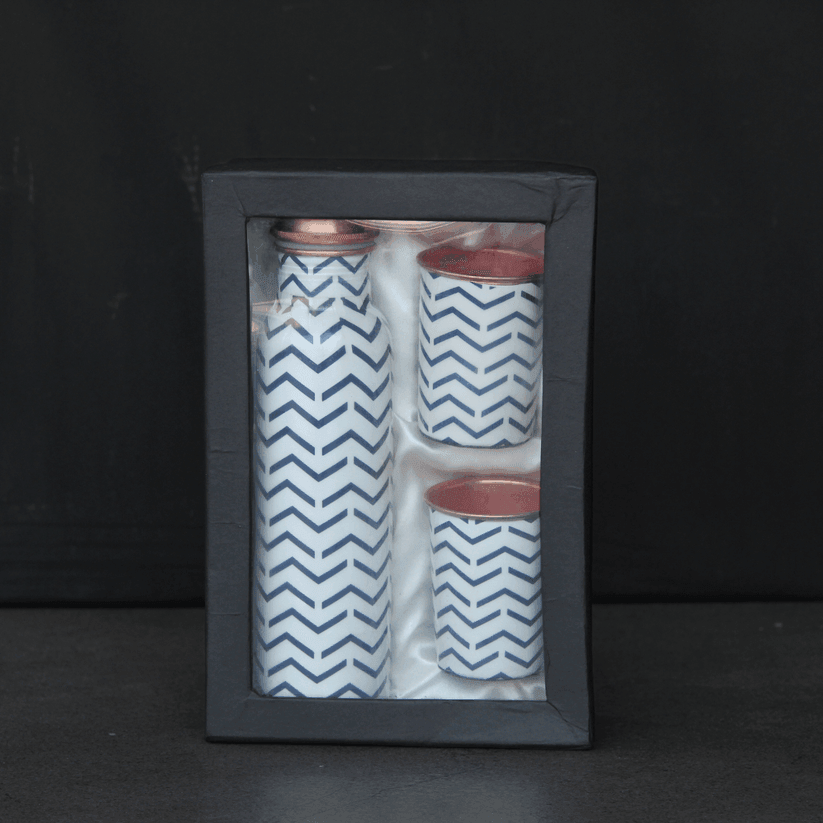 Printed Copper Bottle Set & Tamba Bottle Set for Drinking | Stylish Office Carrying Bottles