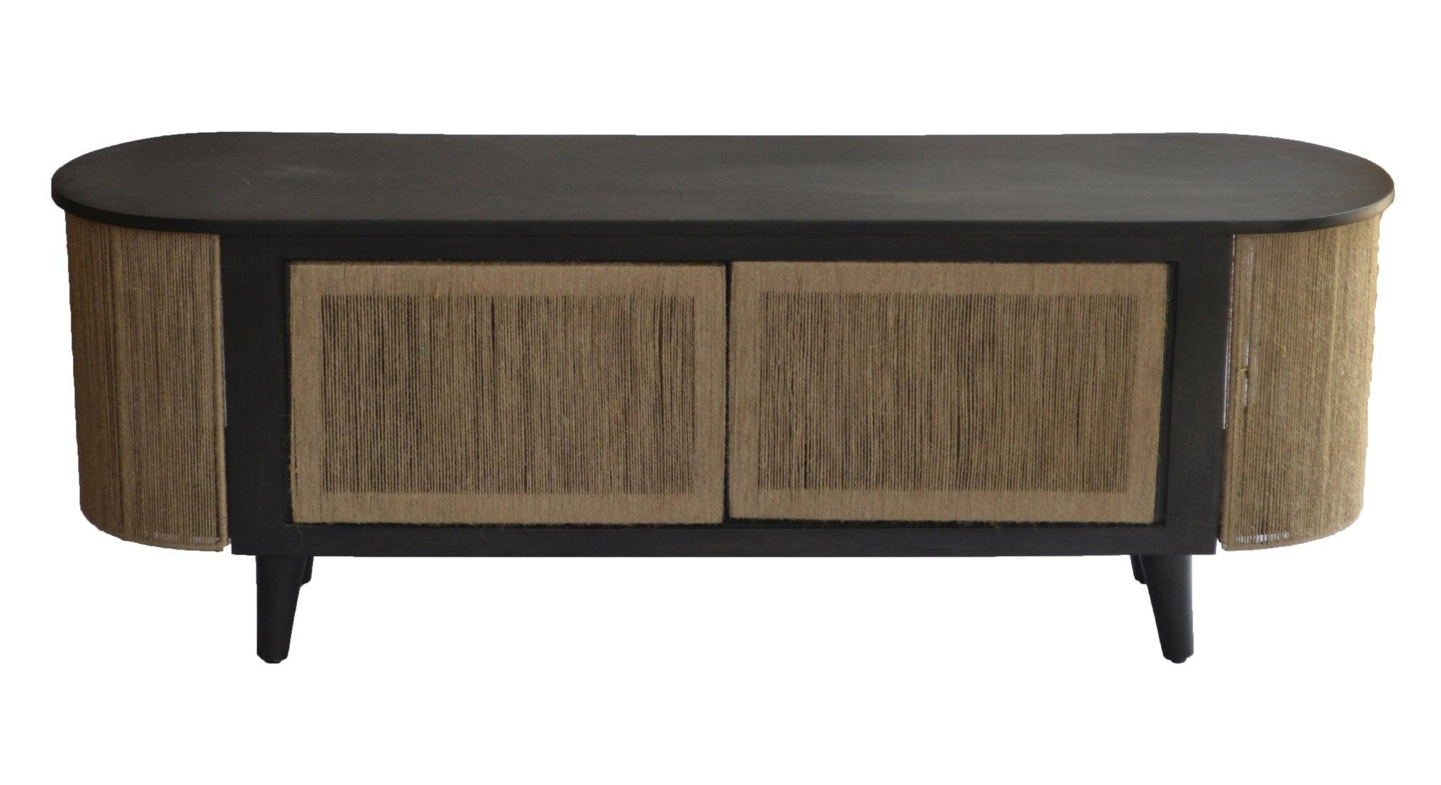Jute Mesh Up TV Cabinet with Natural Jute | Modern TV Unit & TV Stand