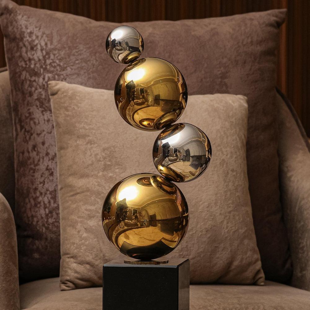 Geometric Decorative Spheres | Modern Marble & Stainless Steel Designer Accent | Premium Showpiece for Home Decor
