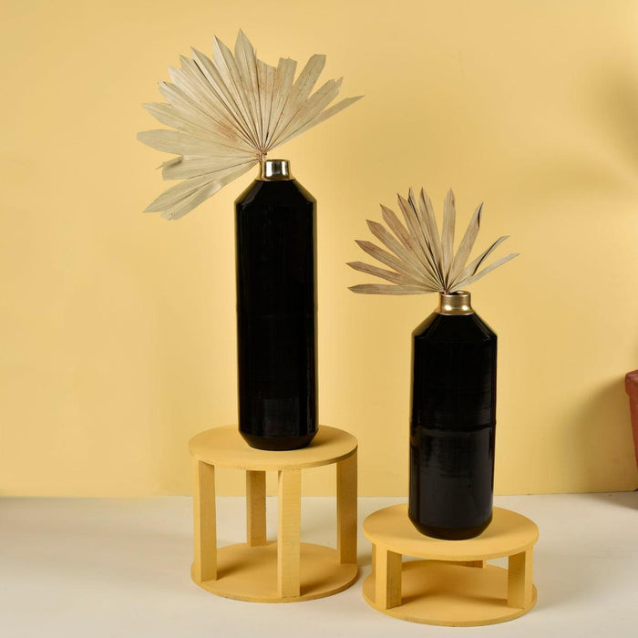 Rajni Black Metal Vases Set of 2 for Home Decor |  Flower Vase & Showpiece for Table Decor