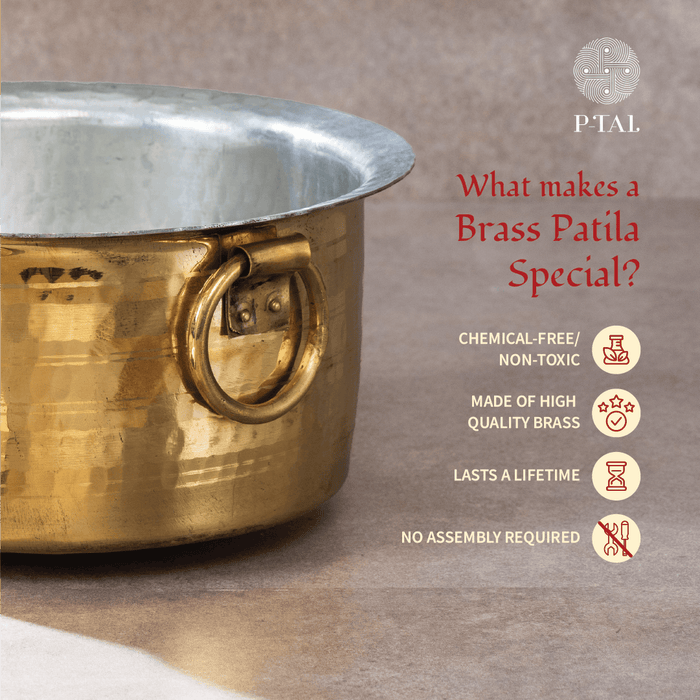 Brass Patila with Lid | Milk Pot & Bhagona | Brass Tapeli for Cooking