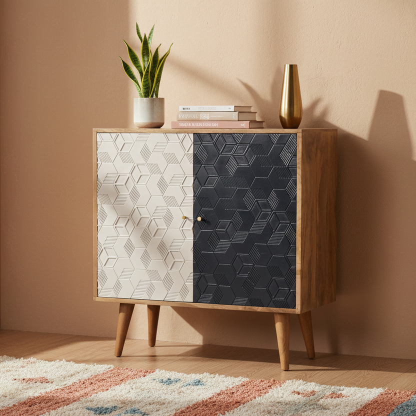 Acadia White and Navy Cabinet