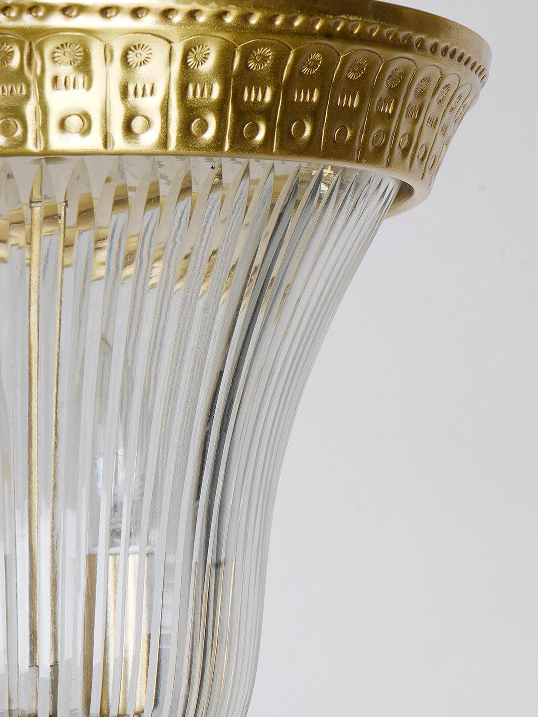 Timeless Elegance: Antique Brass Pendant Light with Unique Cut Glass Enclosure