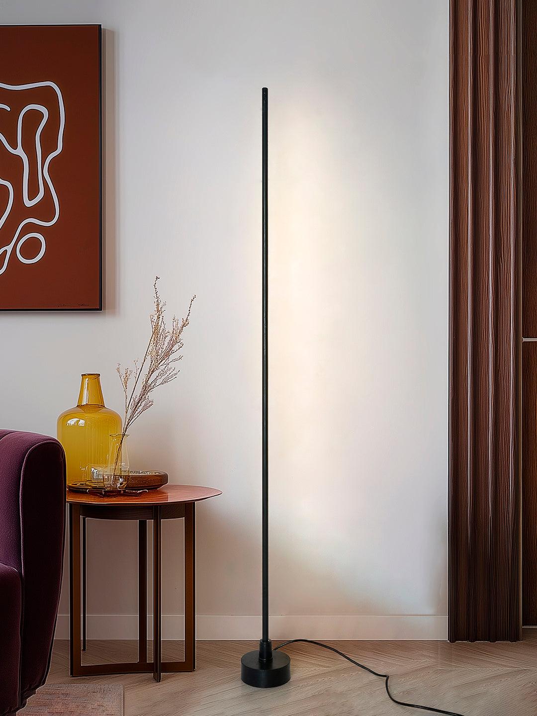 Modern Black LED Corner Floor Lamp with 60-Inch Sleek Pipe