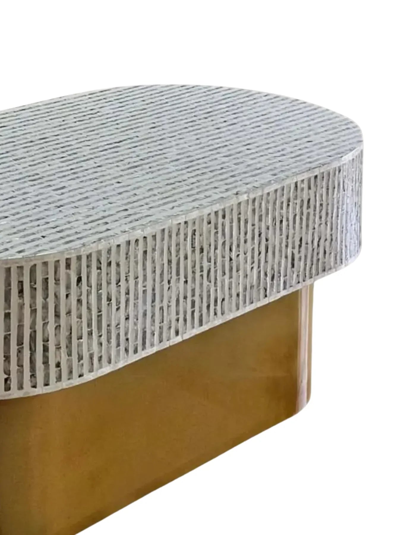 Mother of Pearl Round White Coffee Table- Cleo