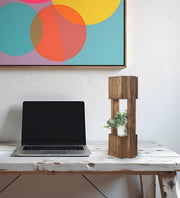Focus Wooden Table Lamp with Brown Base | Study Table Lamp for Living Room