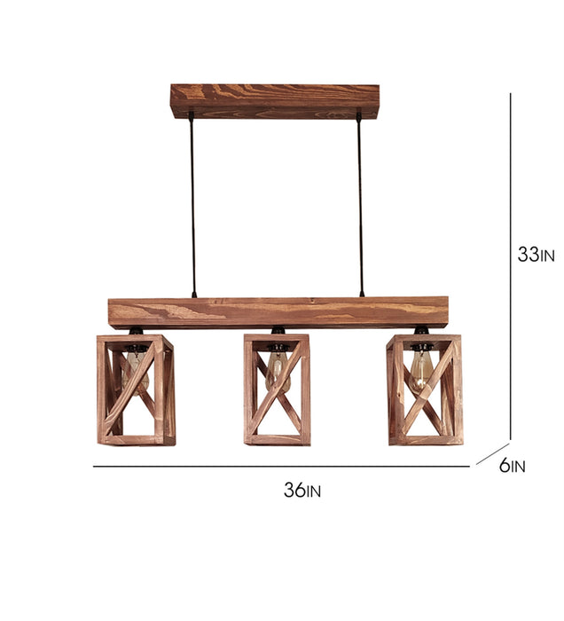 Symmetric Wooden 3 Series Hanging Lamp