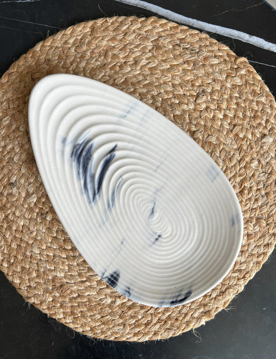 Almond Ceramic Serving Tray