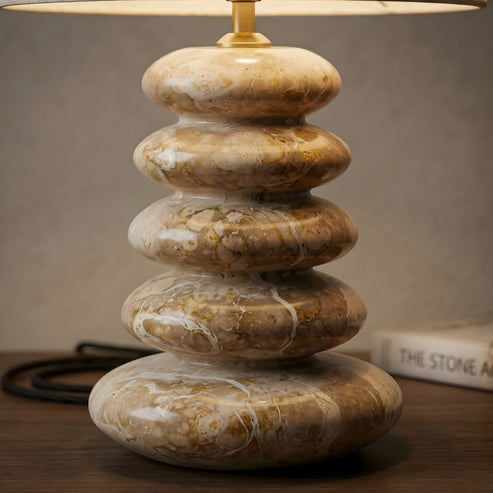 Kora Panther Marble Table Lamp Base | Luxury Natural Stone Lamp for Modern Interiors