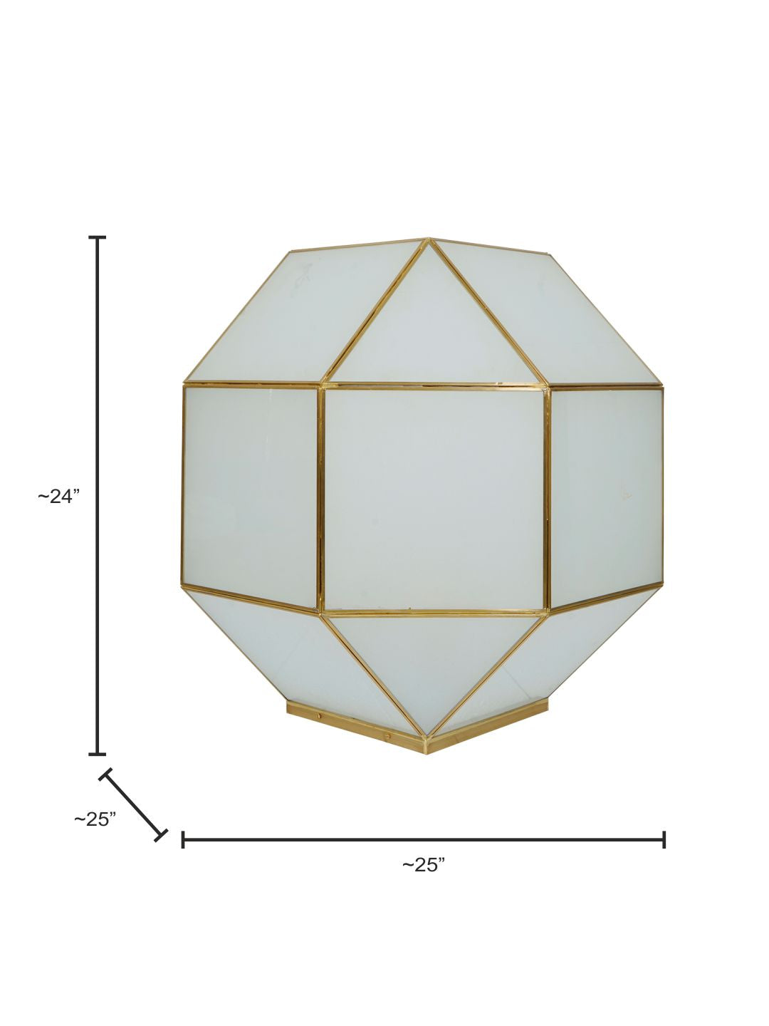 Geometric Grandeur: Frosted Glass Large Gate Light with Gold Frame