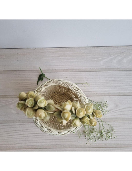 Ivory Rose Cane Basket