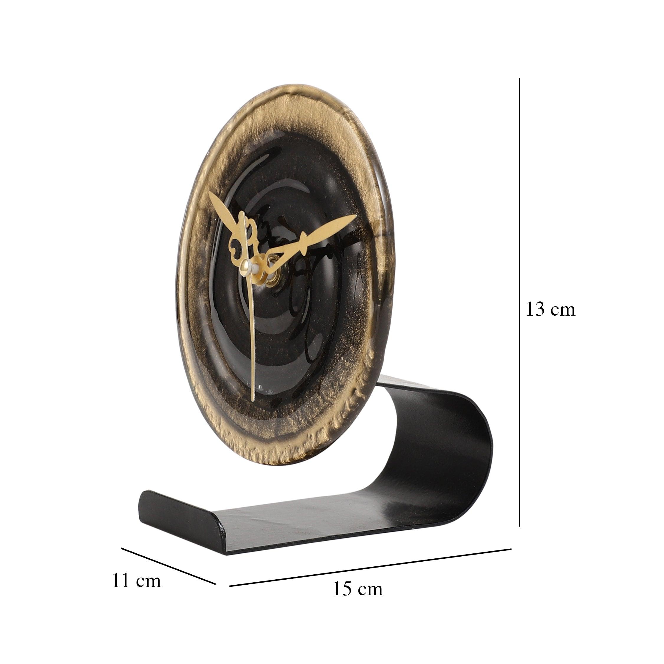 Peirre Glass Embossed Table Clock | Analogue Table Clock for Office Desk & Home Decor