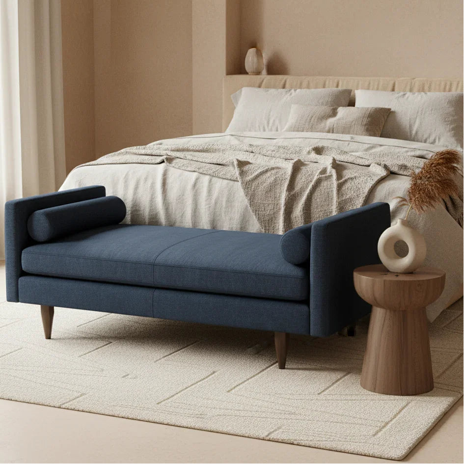 Armondis Solid Teak Wood & Fabric Upholstery Daybed/Chaise