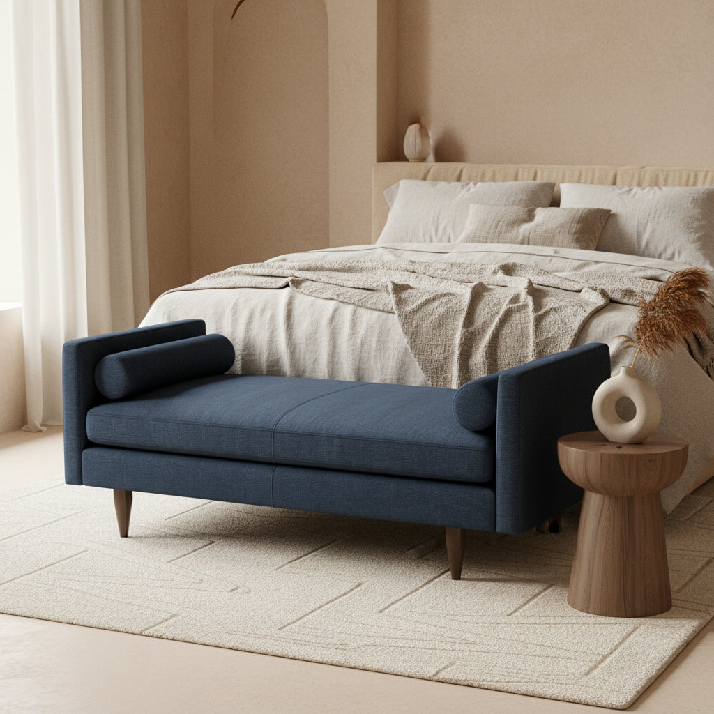 Armondis Solid Teak Wood & Fabric Upholstery Daybed/Chaise