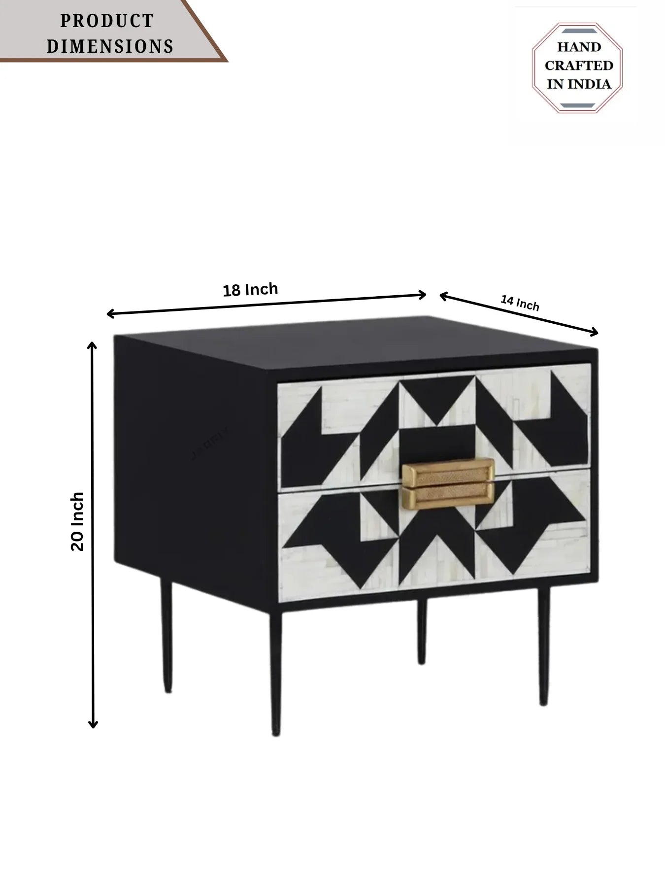 Inlay Marvin Bedside Table with Legs - Kingsley