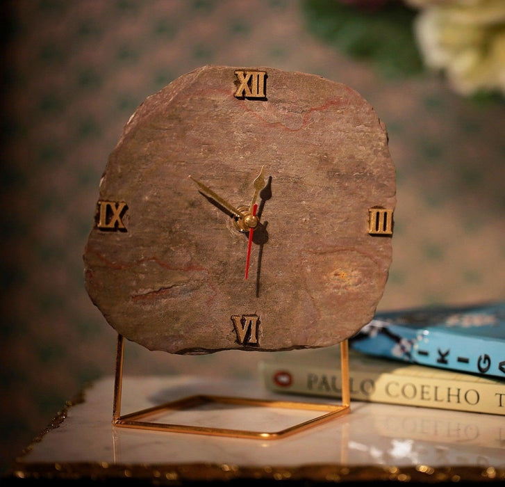 Peacock Slate Desktop Clock