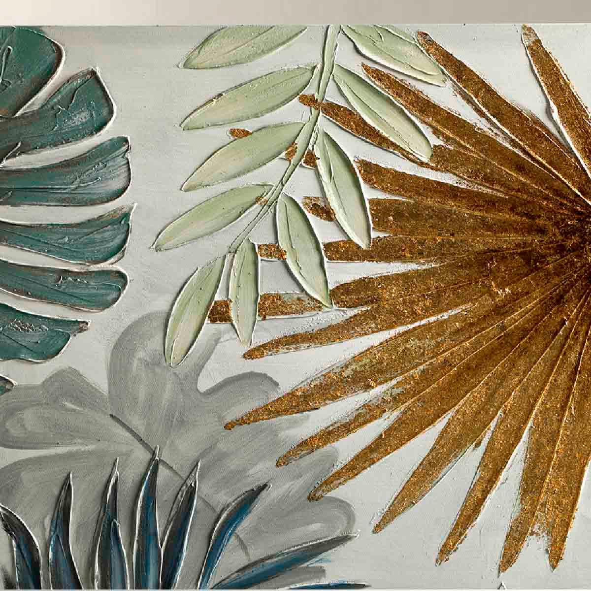 Pastel Leaves Canvas Wall Art | Multi-Colored Coastal Home Décor | Hanging Wall Decor