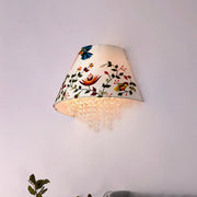 Contemporary Embroidered Hummingbird Wall Lamp with Crystal Accents
