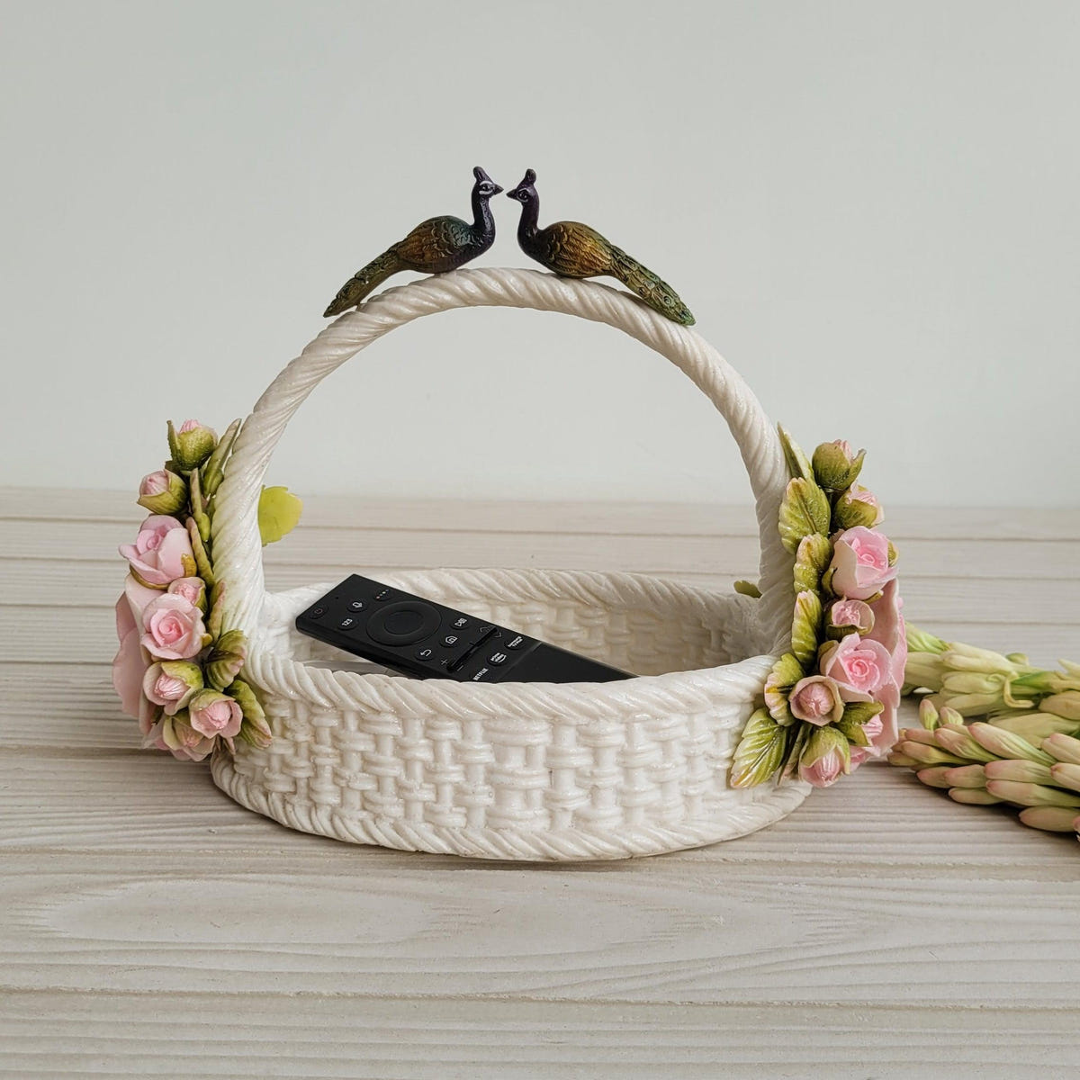 Decorative Marble Dust Basket | Modern Storage Organizer for Home Décor