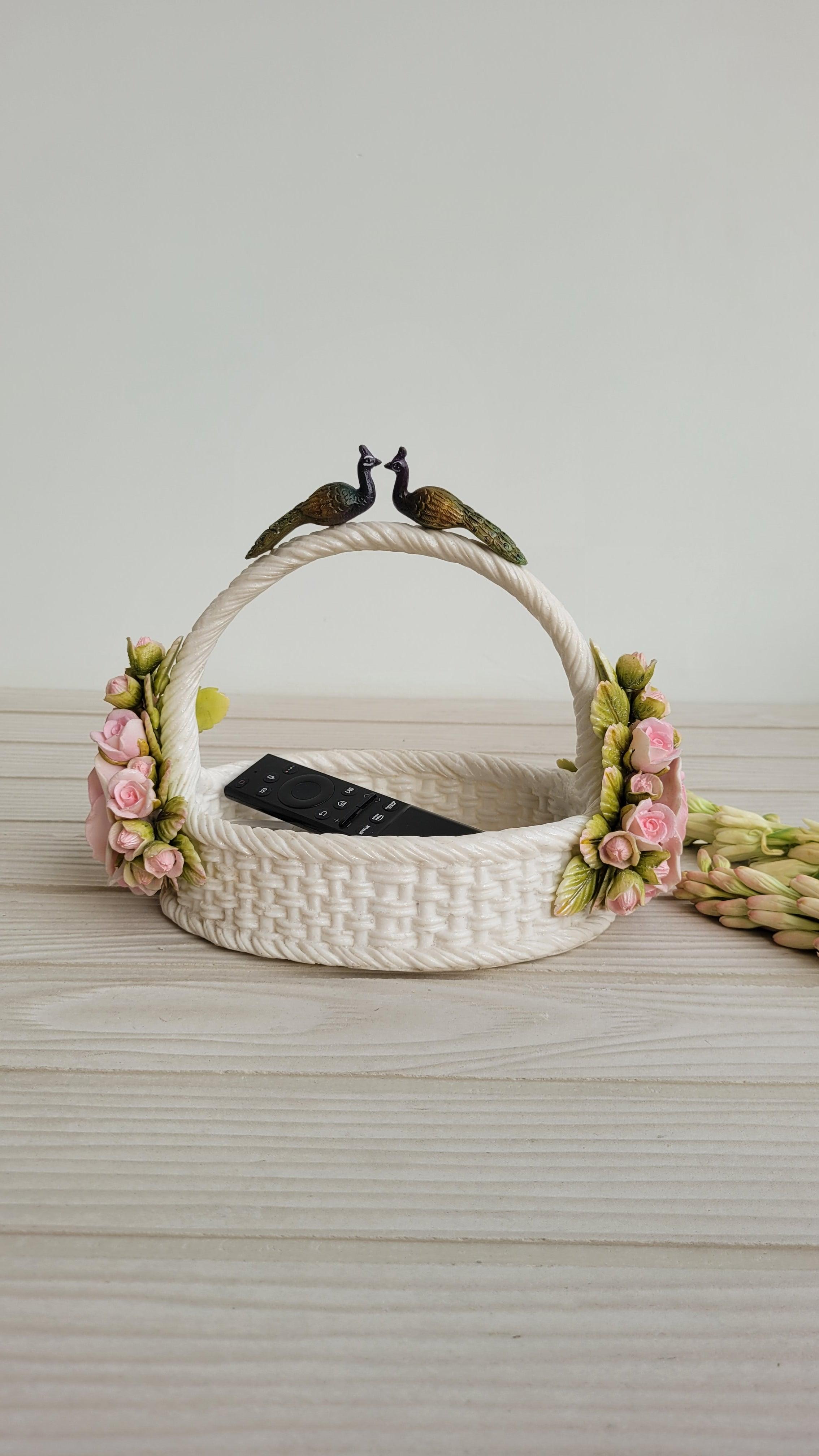 Embracing Peacock Basket