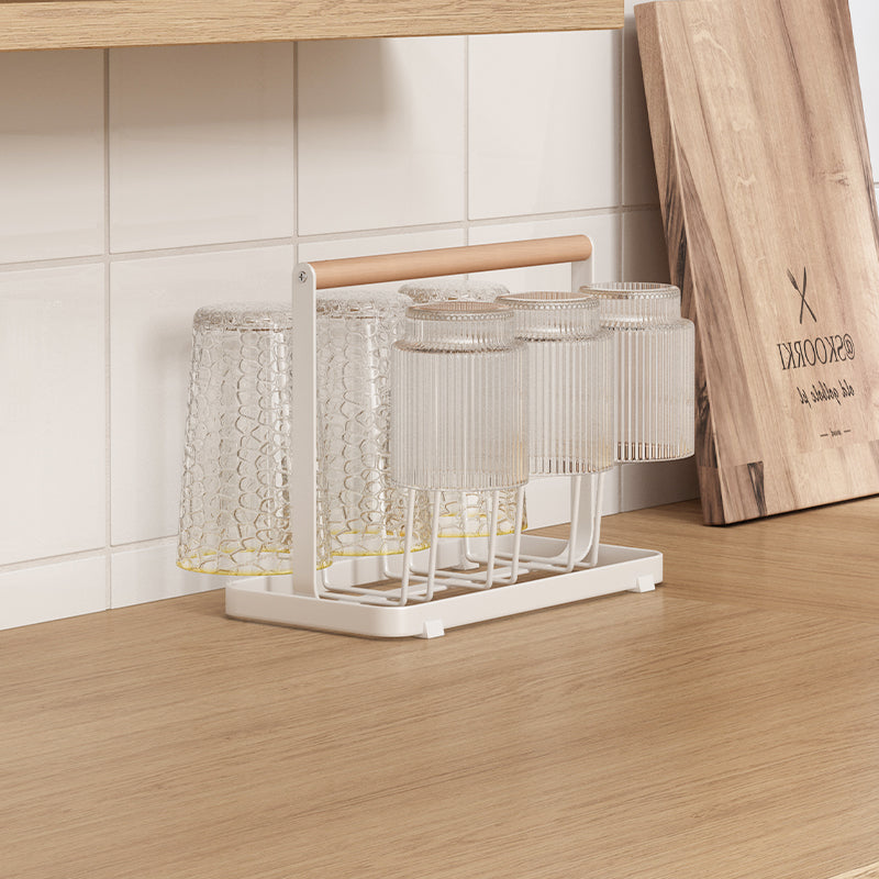 Wooden Handle  Glass Holder with Water Tray