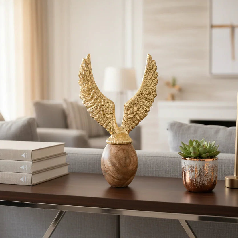 Golden Flying Egg Sculpture | Premium Decorative Showpiece for Modern Home Décor