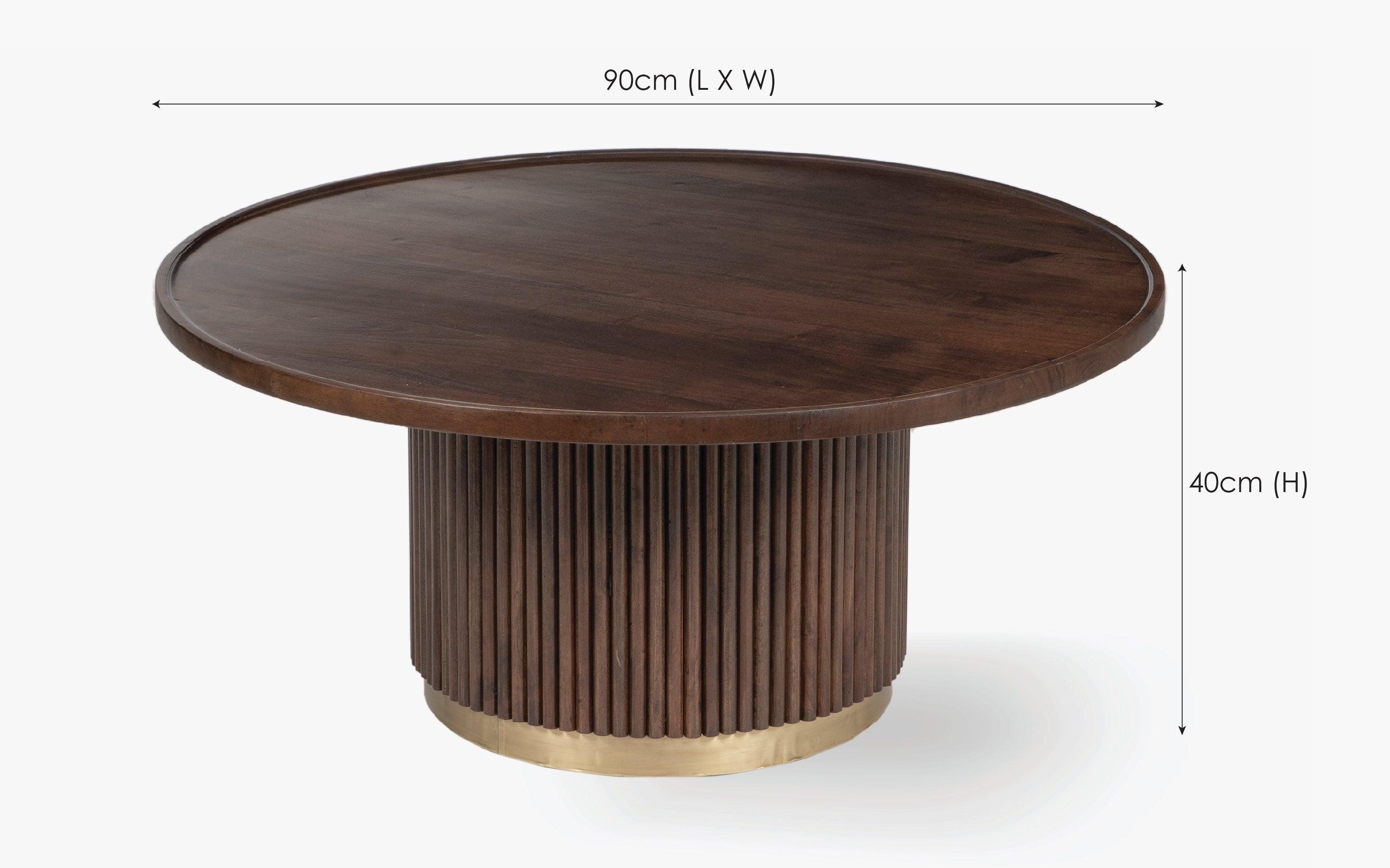 Kotaro Gold Designer Coffee Table | Wooden Center Table for Living Room | Acacia Wood Tea Table
