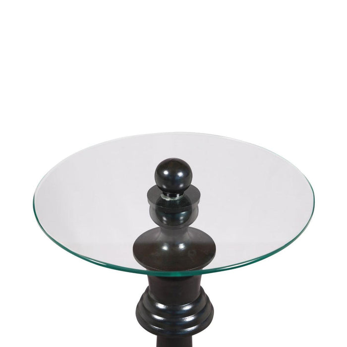 Chess King Base with Glass Top | Accent Table for Living Room