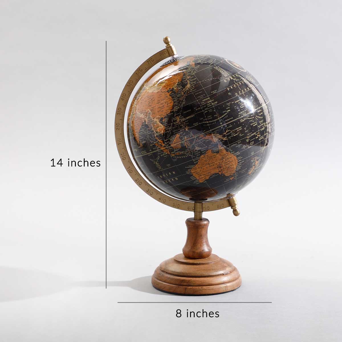 Adhran Decorative World Globe | Wooden Desk Globe & Shelf Office Decor Accessories