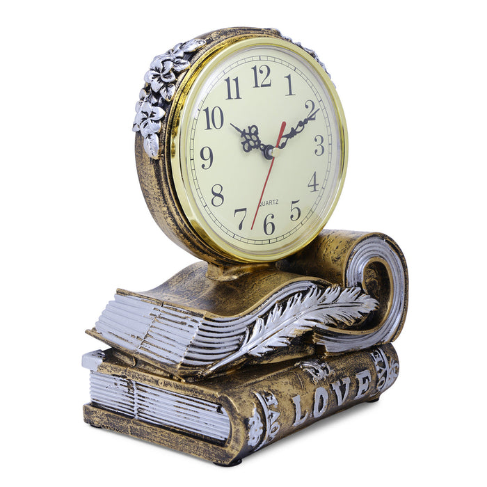 Vintage Books Tabletop Clock | Retro Book Desk & Counter Clock