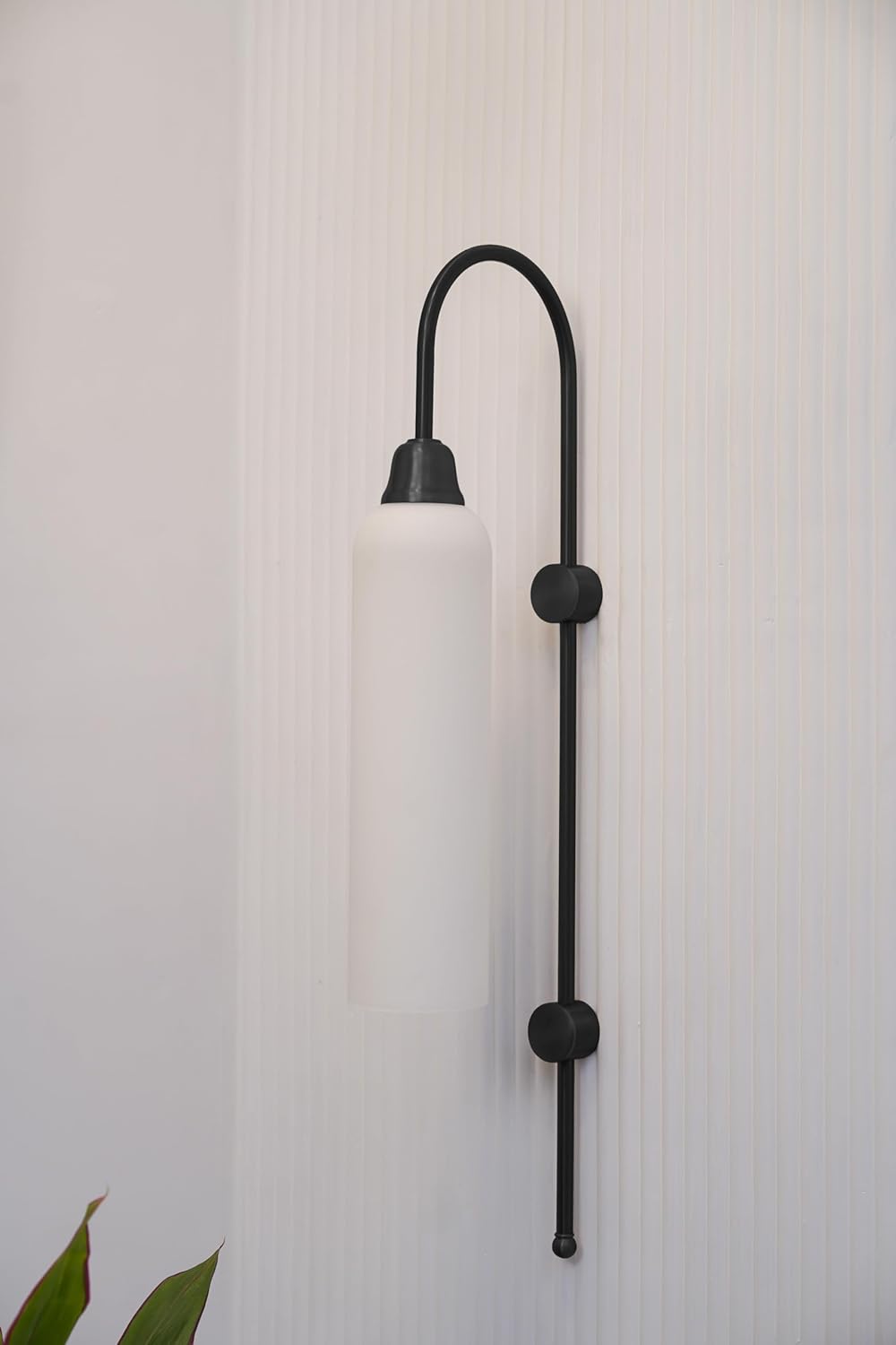 Modern Wall Lamp Black Polished with Milky Frosted Long Glass for Bedside, Living Room, Bedroom, Home Decoration, Restaurant