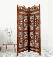 Mango Wood Folding Room Divider with Decorative MDF Jali