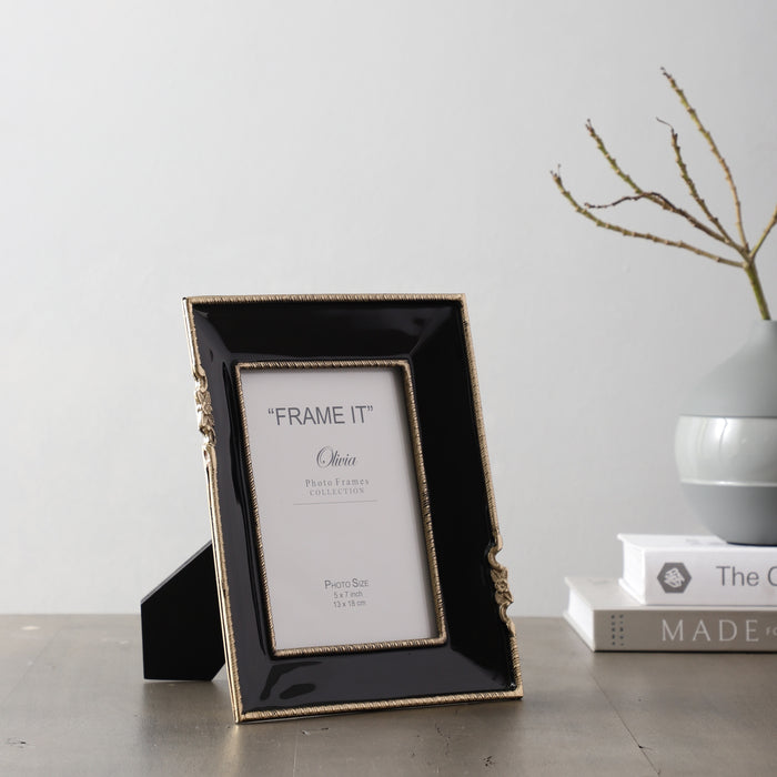 Enamel Embrace Photo frame in Jet Black