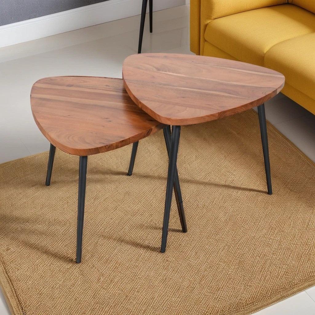 Orion Set of 2 Nesting Table | Acacia Wood Nest of Table  | Wooden Tea Table