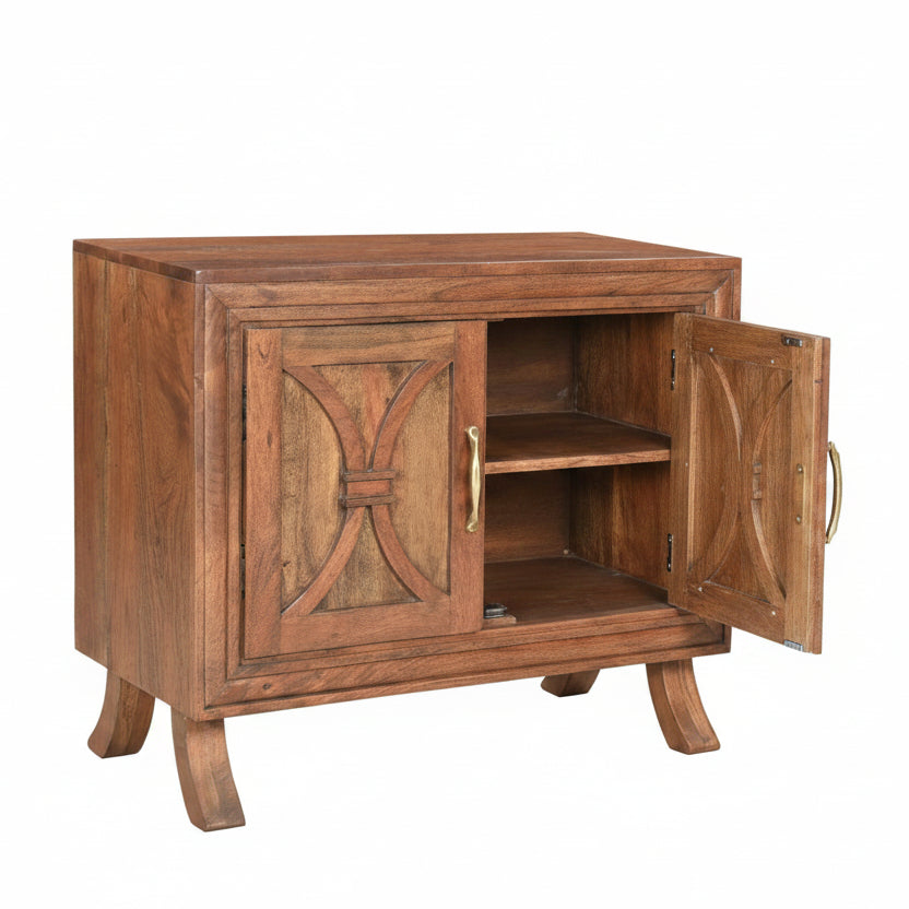 Sienna 2-Door Acacia Wood Cabinet | Modern Wooden Storage Cabinet Unit