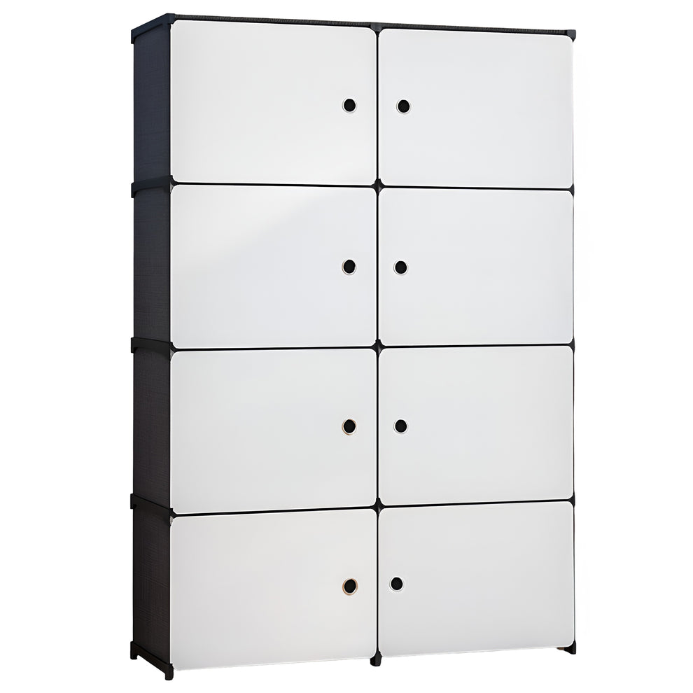 6 Shelves Multi-Purpose Organizer | Kids Plastic Modular Storage Rack for Clothes, Kitchen, Living Room | Space-Saving Collapsible Wardrobe for Clothes,6-Shelf-8-Door