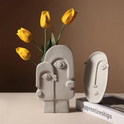 Double Face Abstract Flower Pot | Ceramic Flower Vase for Living Room | Vase for Home Decor