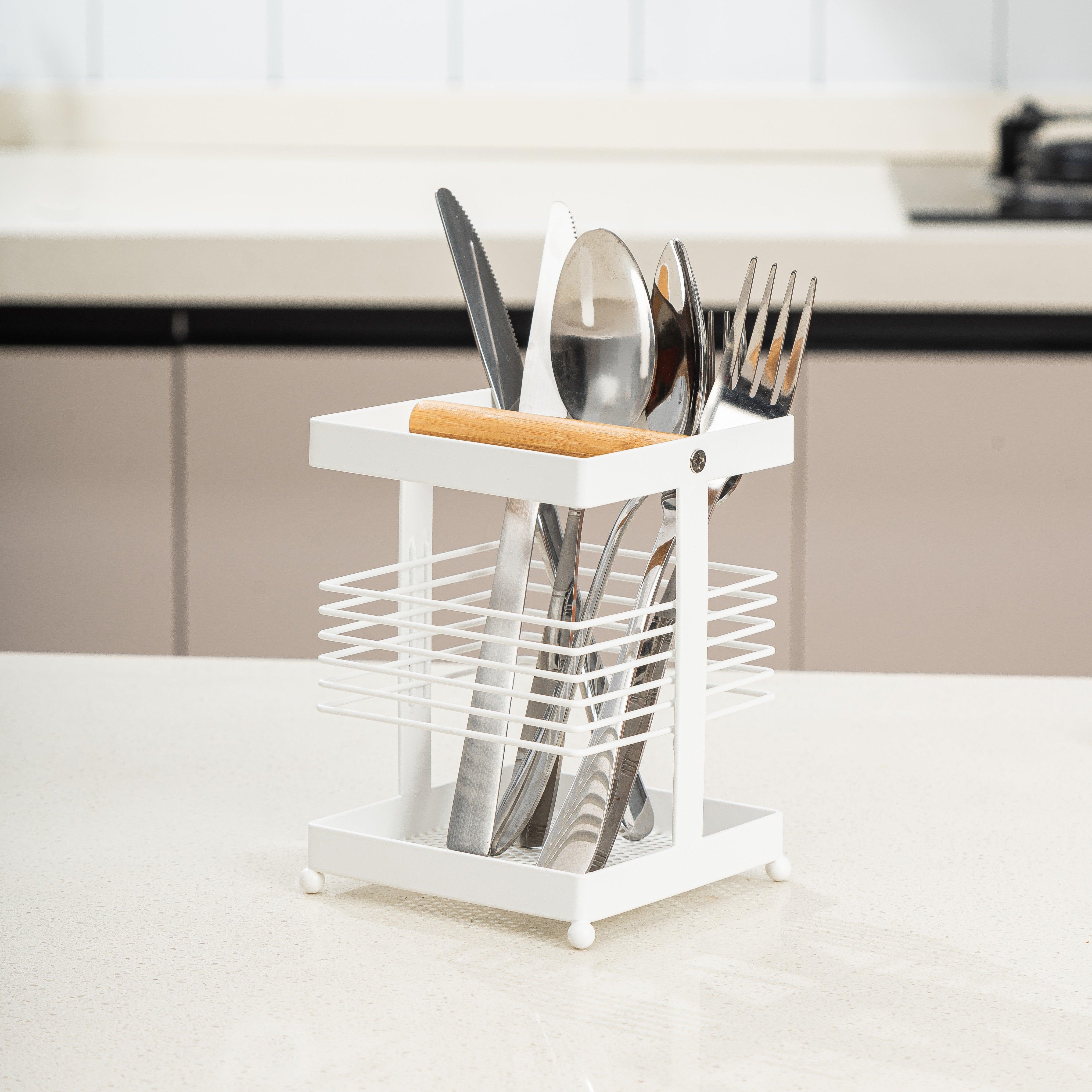Carbon Steel Kitchen Utensil Holder | Cutlery Stand for Countertop Organization