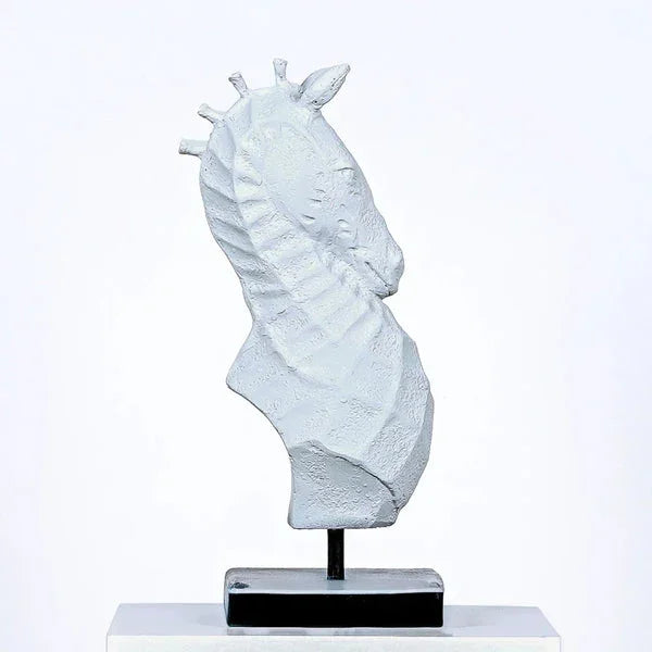 Steed Abstract - White Fiber Horse Head Sculpture