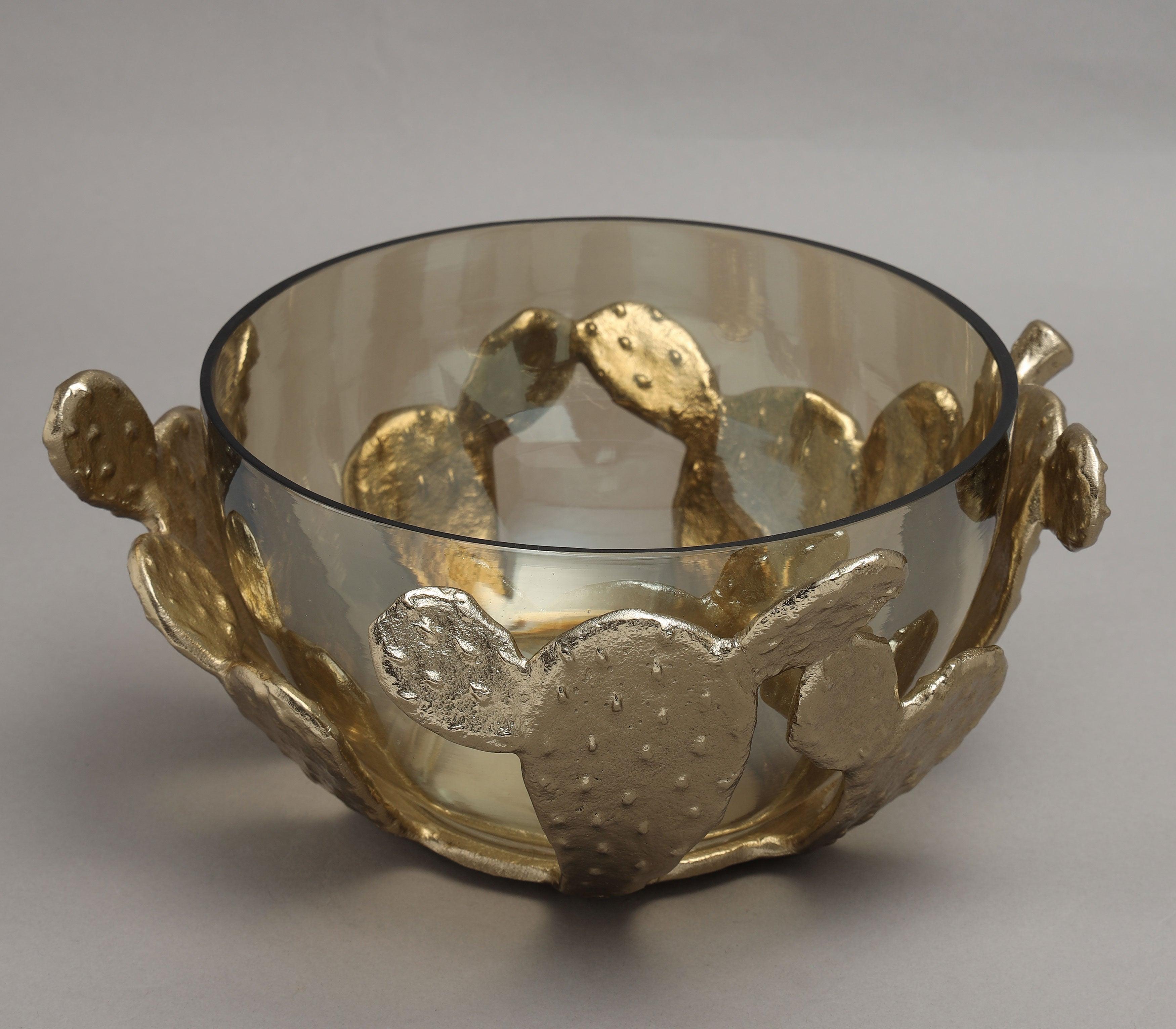 Cacti Bowl | Gold Finished  With Siege Luster Glass