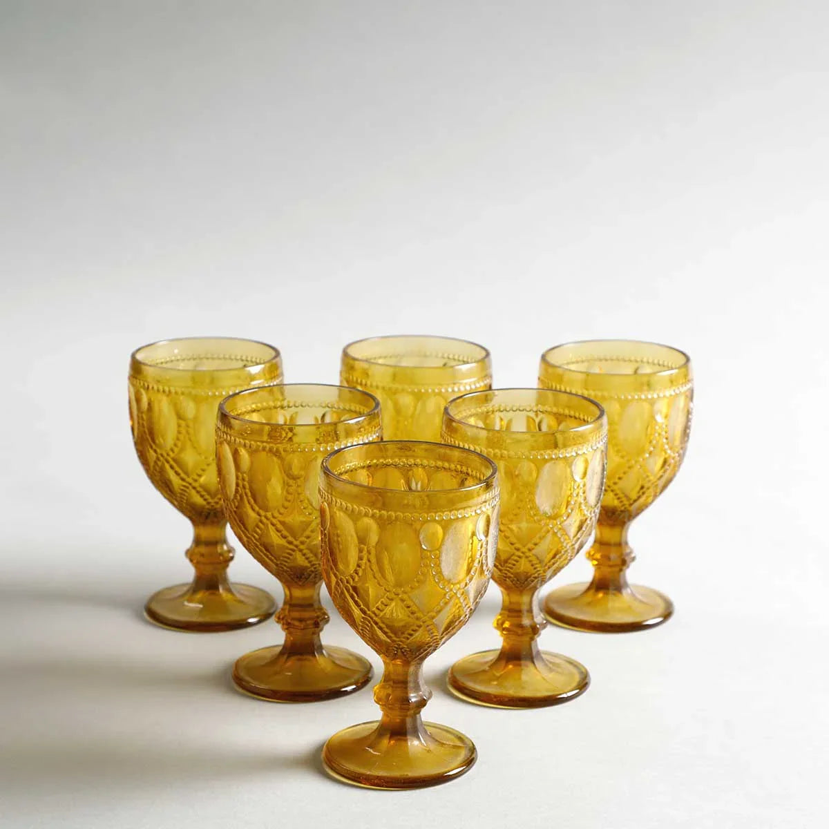 Aria Amber Stem Glass Set Of 6