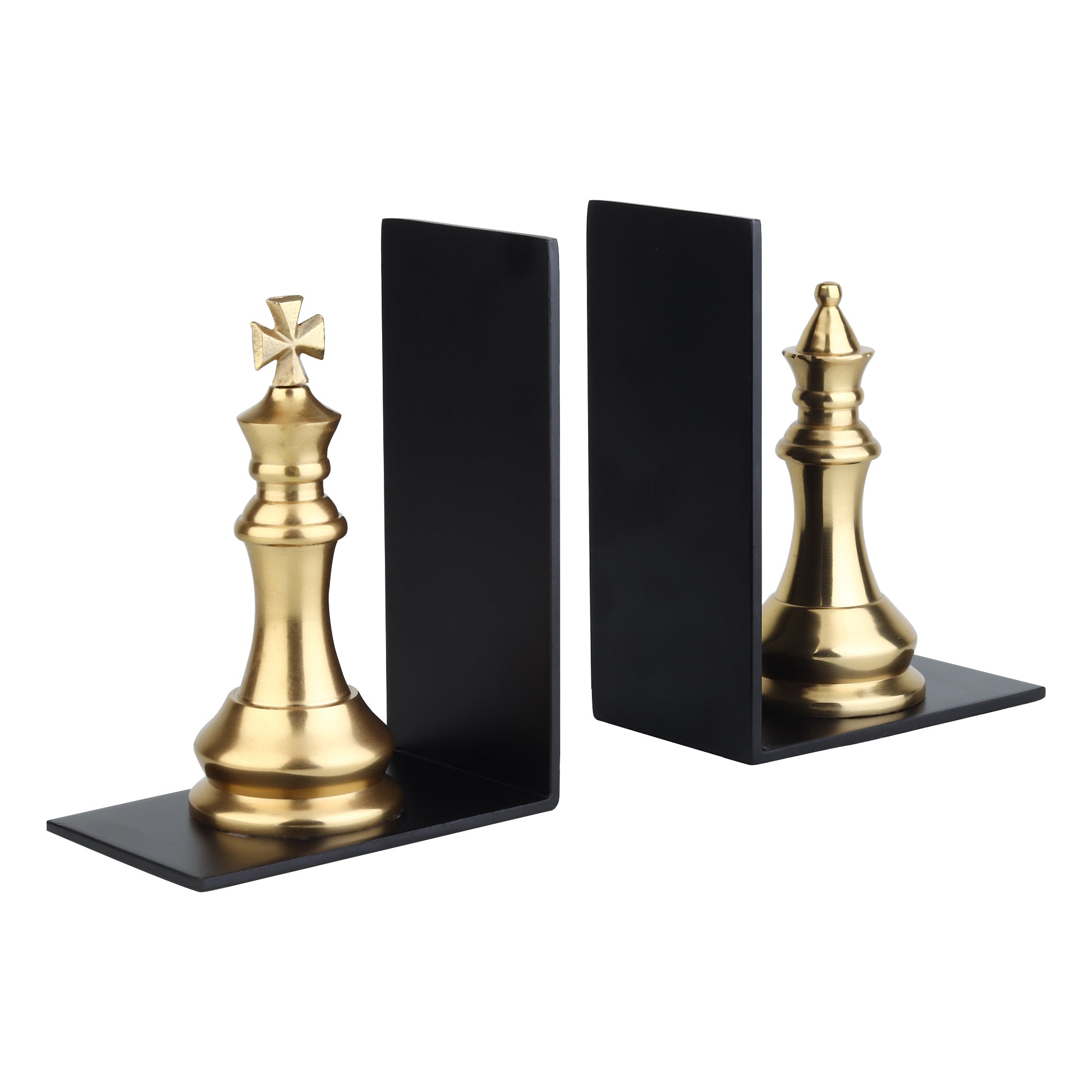 Orlian King & Queen Chess Bookends | Luxury Gold Decorative Book Holders