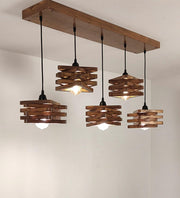 Star Brown Wooden 5 Series Hanging Lamp