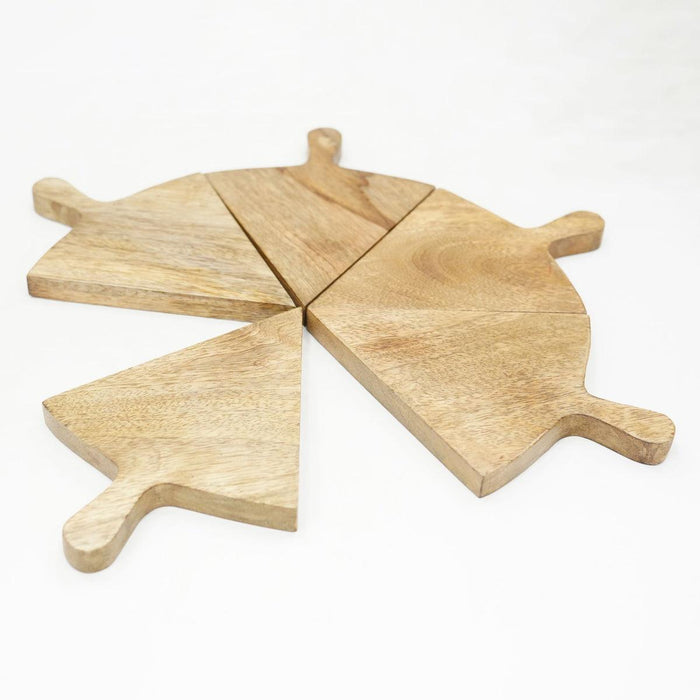 Pizza Platter Set of 5 Slices | Modern Wooden Pizza Platter for Serving