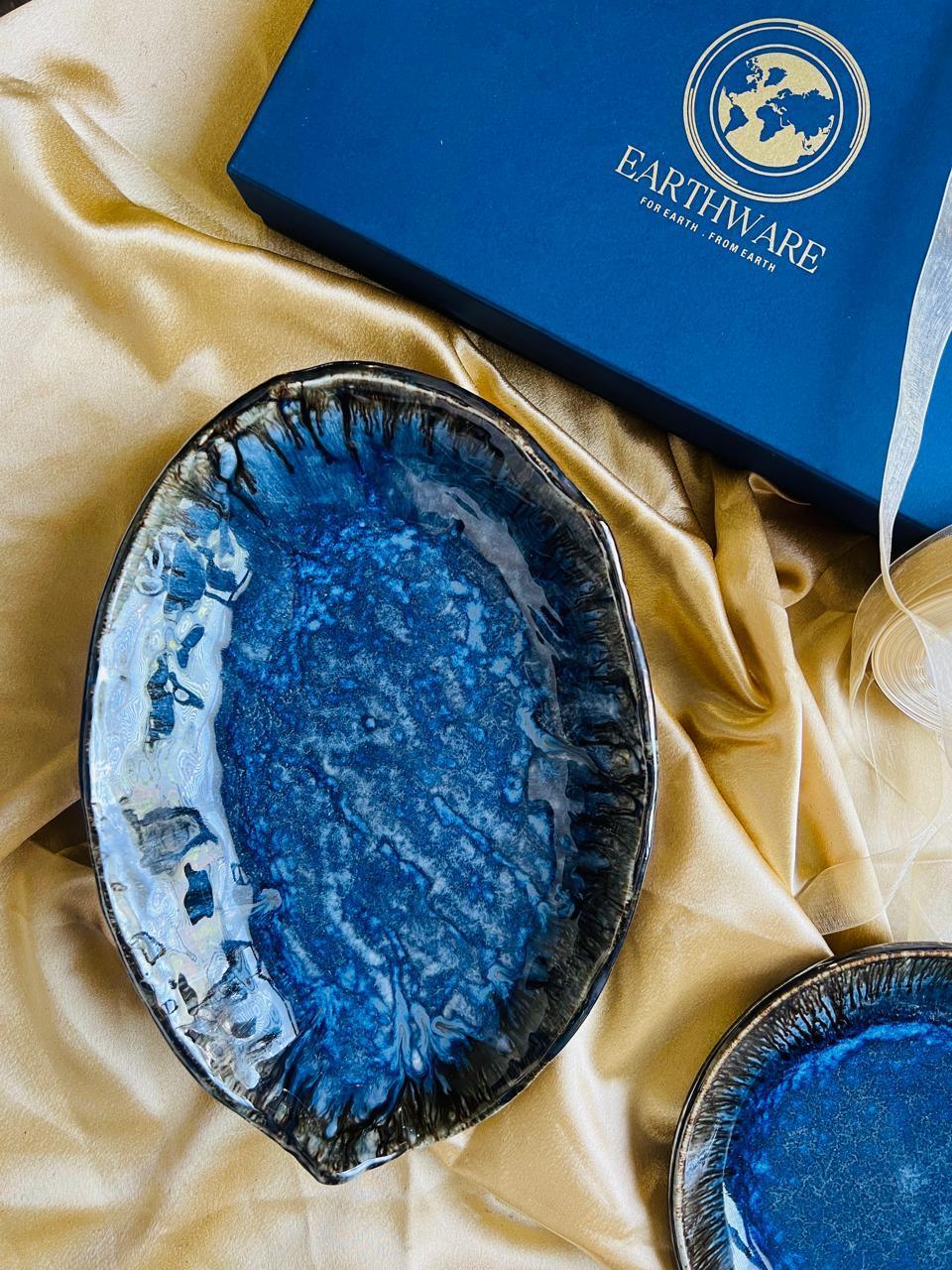 Ocean Blue Hamper for Festival Gifts | Serving Platter with Gift Box